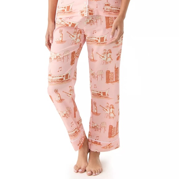 NEW Katie Kime Nashville Toile Pink Orange Pajama Pant Size Large - Picture 3 of 6